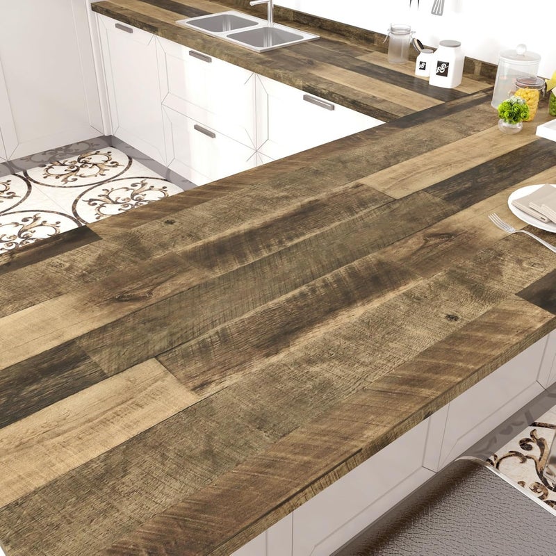 WESTICK Brown Wood Counter Top Peel and Stick Waterproof Wood Contact Paper for Countertops Self Adhesive Wooden Wallpaper Rustic Wooden Vinyl Countertop Wrap for Tables Kitchen Cabinets 15.8" x 78" - Image 4